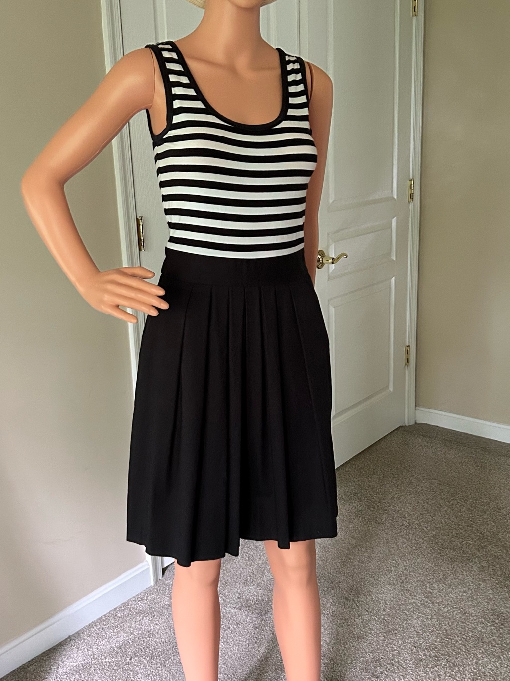 Dkny Black And White Striped Dress